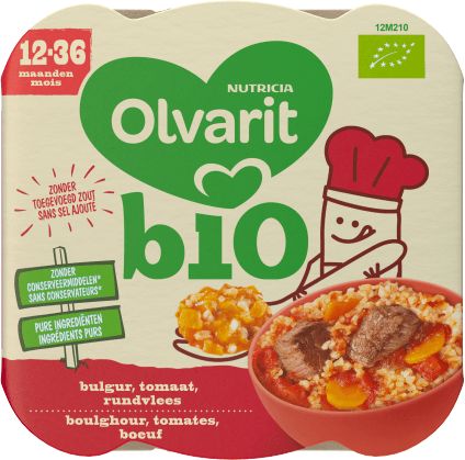 Olvarit Bulgur tomaat rundvlees 12M210 bio 230 gram